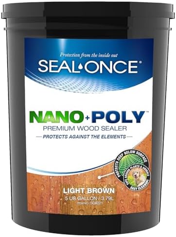 SEAL-ONCE Nano+Poly Wood Sealer and Waterproofer, Light Brown, 5 Gallon