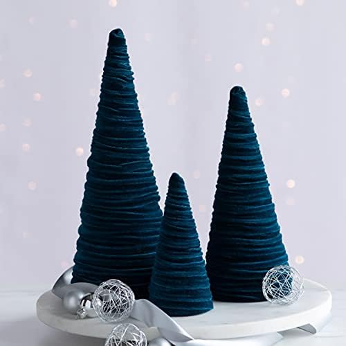 Your Heart's Content Teal Velvet Trees Set of 3 (Teal)