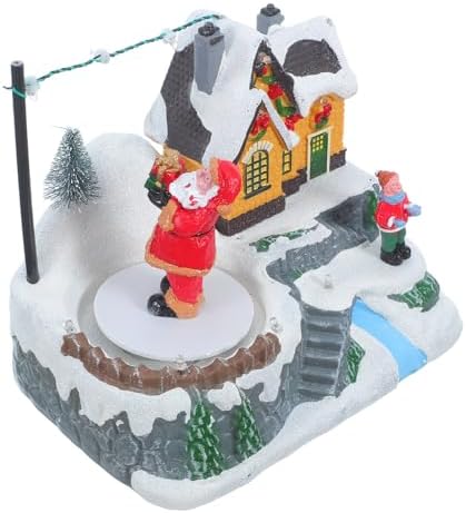 Christmas Musical Snow House Ornament with Rotating Tree Resin