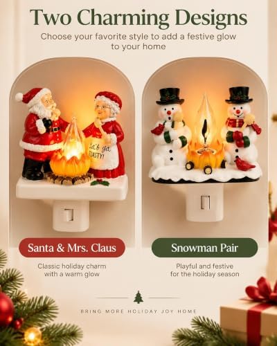 Santa Claus Night Light Resin Christmas Wall Lamp Magical Fireplace Lantern