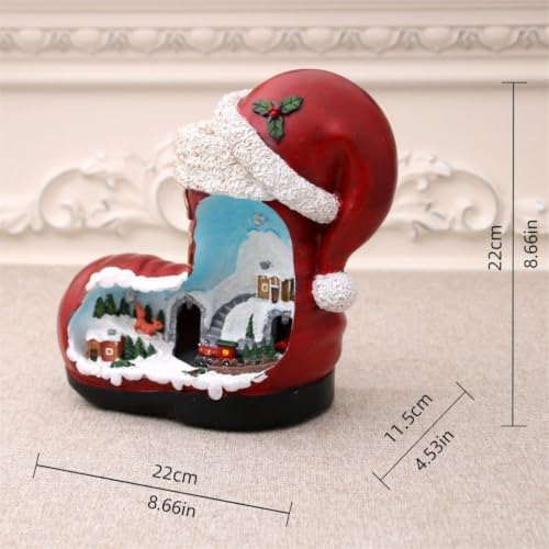 Christmas Indoor Accent with Lighted Village in Red Boot Form