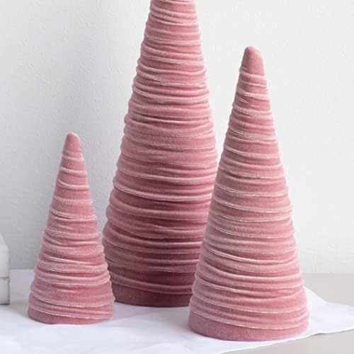 Blush Velvet Trees Set of 3, Winter Mantel Accent, Coquette Room Decor, Aesthetic, Cozy Gift for, Neutral Home Accent, Valentine's (Blush)