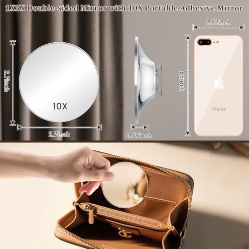 VESAUR 11.8" Extra Large 17" Tall Lighted Makeup Mirror, 1X/5X/10X 3-Sided Magnifying Mirror with 96 LEDs, 3 Color Dimmable Lights, 360° Swivel Dual Power Vanity Mirror, Silver Nickel Luxury Gift Box