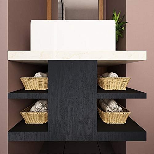 Black Wallpaper - Peel and Stick Wallpaper Wood – Black Wood Self-Adhesive & Removable Wall paper for Countertop Furniture Kitchen Wall, Countertop Contact Paper, Easy to Clean, 17.7” ×393” Vinyl