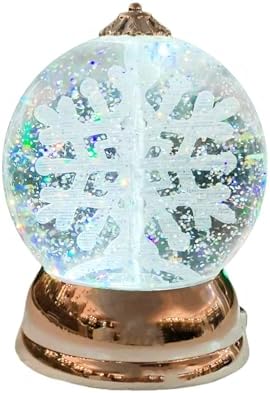 Christmas Lighted Snow Globe 6.5” Spinning Snowflake LED Water Globe by MOMENTS IN TIME – Battery Operated Acrylic Christmas Decoration for Mantel or Tabletop Display