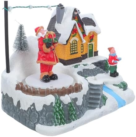 Ipetboom Christmas Music Box Snow House with Rotating Tree and Musical Delight, Animated Vintage Christmas Decor Made of Resin and Plastic, for Tabletop Display and Seasonal Home Decoration
