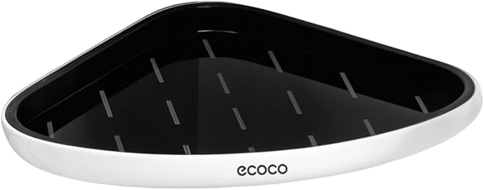 ECOCO Corner Shelf Wall Mounted, Self Adhesive Bathroom Corner Shelf Organizer, No Drill Triangle Storage Rack for Shower, Kitchen, Toilet - Waterproof ABS Plastic (Black)