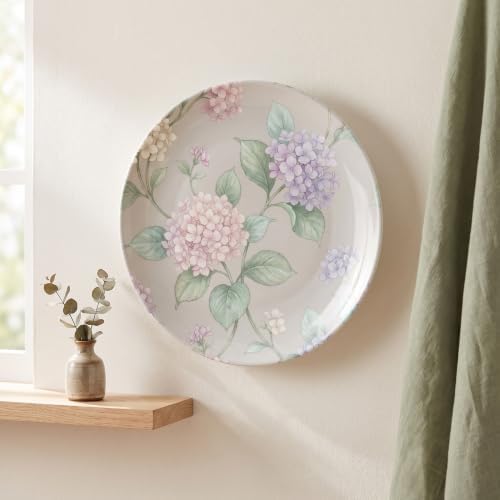 Hydrangea Decorative Plates 10 Inch Floral Decorations Plates with Stand Home & Office