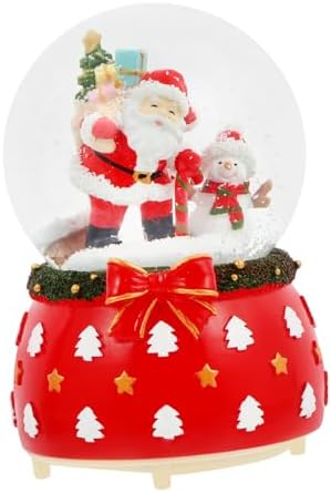 1pc Luminous Crystal Ball Music Box Rotating Base Christmas Santa Scene Globe Festive Tabletop Decoration for Home Holiday Party Adornment