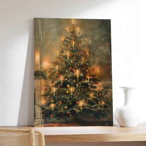 Vintage Christmas Tree Poster Nostalgic Holiday Wall Art Room Decor