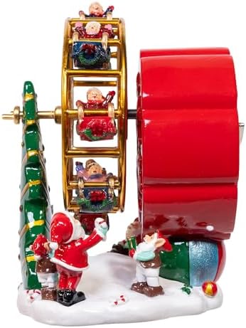 Kurt Adler 5.5" Wind-Up Musical Ferris Wheel Table Piece.