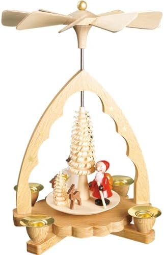 Alexander Taron Importer Richard Glaesser Pyramid - Santa, Deer and Snowman - 7.5" H X 5.25" W x 5.25" D