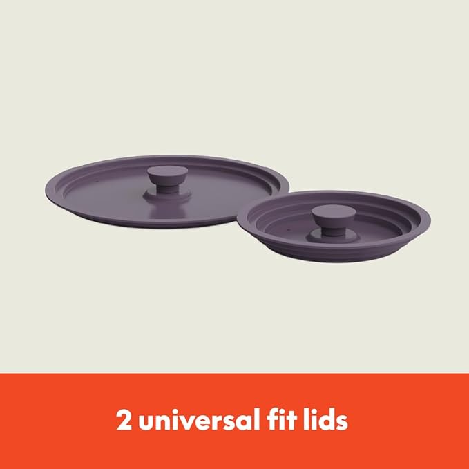 bella 9 Piece Ceramic Nonstick Cookware Set, Fits-anywhere™ Kitchenware w EverGood™ Coating, Dishwasher & Oven Safe, All Stovetops Compatible, Stackable Design, Cool Touch Handles, Plum