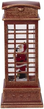 Christmas Water Spinning Santa Phone Booth Decor: Lighted Holiday Table Centerpiece with Rotating Santa Figure - Festive Home Display for Christmas Collections & Seasonal Traditions