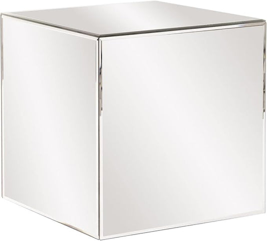 Howard Elliott Collection Mirrored Finish Silver Cube Table Centerpiece, Showpeice Coffee Table, Home Decor Accessories Furniture for Bedroom, Livingroom, 16 x 16 x 16 Inch