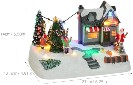 Lighted Christmas Cottage House, Animated Musical Snowy Cottage Sculpture
