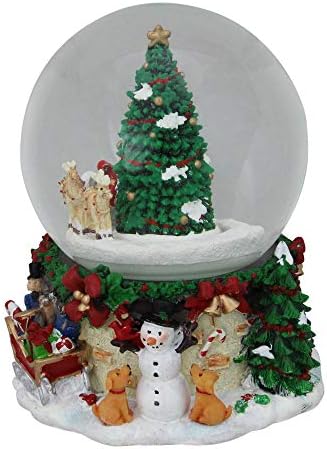 Musical and Animated Santa on Sleigh Rotating Christmas Snow Globe - 6.5"