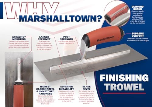 MARSHALLTOWN High Carbon Steel Finishing Trowel, 3 x 18 Inch Concrete, Masonry and Drywall Finishing Tool, Made in the USA, MXS75D