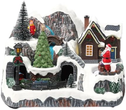 OUNONA Lighted Christmas Village Snow Decorations for Home Decor