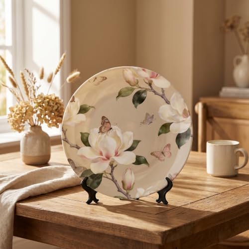 Magnolia Butterfly Decorative Plates 10 Inch Wall Plates with Stand Home & Office