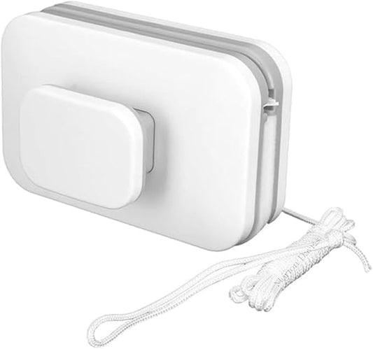 Magnetic Window Glass Cleaner | Doublefaced Glass Cleaner | Double-Side Glazed Two Sided Wiper with 2 Extra Cleaning Cotton Squeegee Washing Equipment Household Magnet (White)