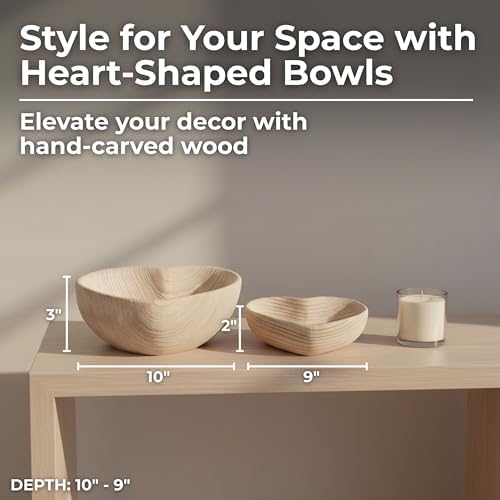 Decorative Heart Shape Bowl for Coffee Table Decor - Stylish Centerpiece Table Decoration or Home Decor Accents - Modern Kitchen Counter Decor, Key, or Candly Bowls - Set of 2, 3", 2", Brown