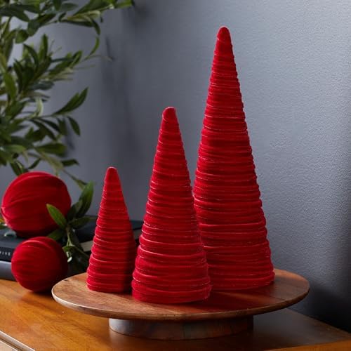 Your Heart's Content Red Velvet Trees, Set of 3 (Red)