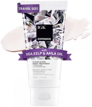 IGK Expensive Clear Gloss Top Coat, High Shine Hair Gloss, Travel 1.7 Oz