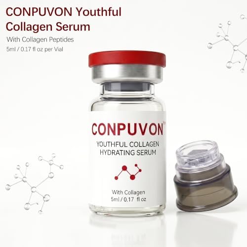 CONPUVON™ Youthful Collagen Hydrating Serum Cosmetic Applicator Kit, 4 Vials + 2 Cosmetic Tips (0.25mm), Collagen Peptides, 4-Week Skincare Routine, Hydrating Skincare Set, All Skin Types