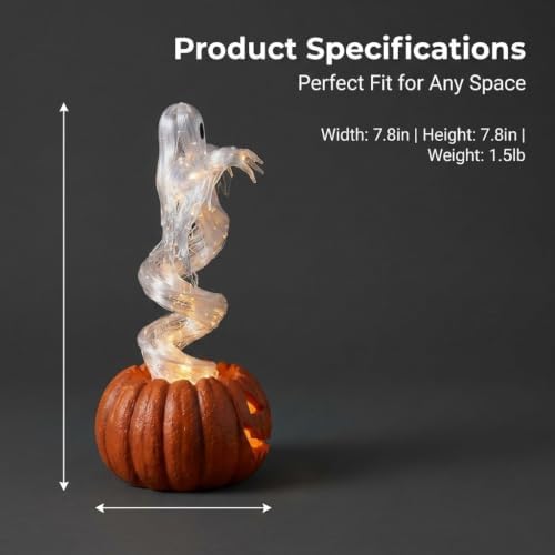 Rotating Ghost Pumpkin Yard Light Halloween Outdoor Porch Decor