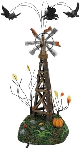 Department 56 Village Collection Accessories Halloween a Chill in The Air Weathervane with Crows Animated Figurine, 9.9 Inch, Multicolor