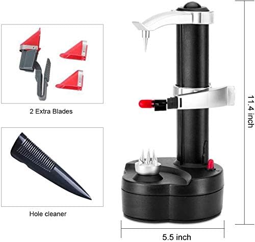 Electric Potato Peeler Automatic Apple Peeler, Smart Vegetable Fruit Peeler, Electric Peeler Machine [1 Adapter 2 Extra Blades] with Garlic Peeler