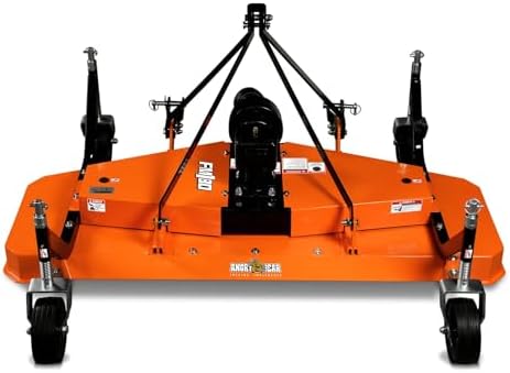 3 Point PTO 72'' Working Width Finish Mower Attachment for 18-50hp Tractor, Category 1 Hitch, 4-Tires, 0.4'' - 4.5'' Adjustable Cutting Height, Model FM180