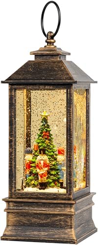 10'' Nutcracker Snow Globe, Musical Christmas Water Lantern with Swirling Glittering Home Decoration and Gift, Battery Operated or USB Powered