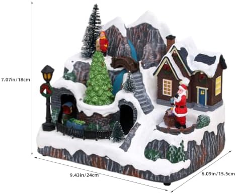 Cabilock Lighted Resin Christmas Village W/Dual Rotating Train, Led & Music