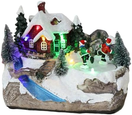 Music Box Christmas Illuminated Resin Rotating Music Box for Holiday