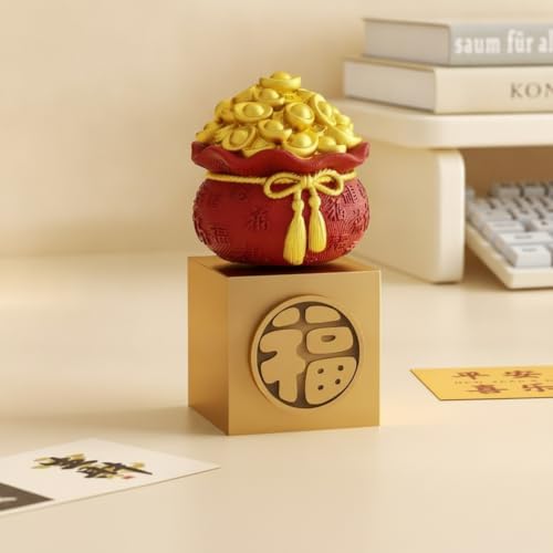 3 Pieces Rotating Ornaments with Pedestal Prosperity Tabletop Tree Piece Ornament for Collectors, New Year, Color to 1, Small