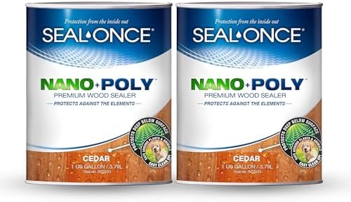 Seal-Once Nano+Poly Penetrating Wood Sealer with Polyurethane - Premium Waterproof Sealant -2 Gallon & Cedar