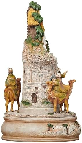 Roman Musical Rotating Nativity Scene, 12" Lighted Christmas Village Nativity Display, Plays “Silent Night”, Battery Operated Holiday Decor