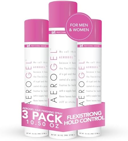 TRI Design Aerogel Hairspray - Hair Finishing Spray for Styling, Volumizing and Holding Curly Hair with Flexible Hold - For Women and Men - Pack of 3 (10.5 oz)