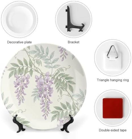 Vintage Wisteria Decorative Plates for Wall Hanging, 8" Bone China with Stand
