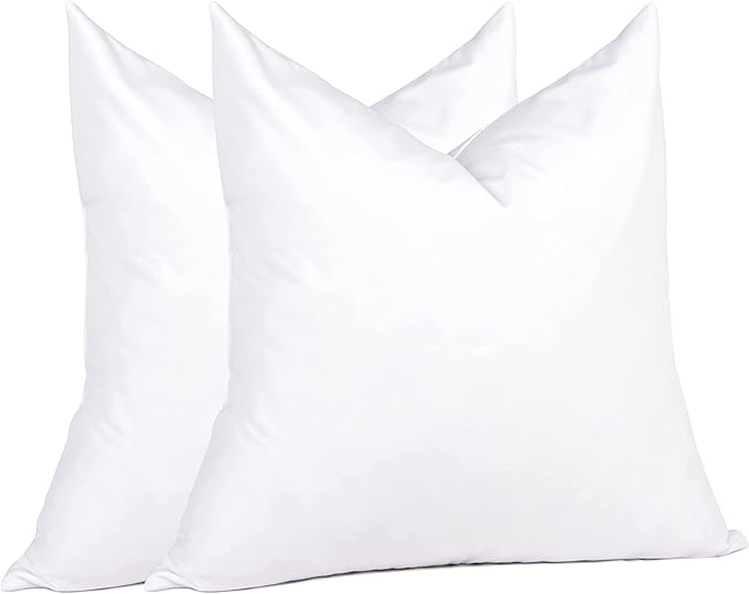 puredown® Euro Pillow Inserts 24 x 24 (Pack of 2, White), Feather Down Pillow Stuffer, White Throw Pillows for Bed, Couch, and Cushion