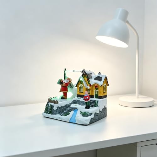 Christmas Musical Snow House Ornament with Rotating Tree Resin