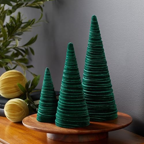 Your Heart's Content Emerald Velvet Trees Set of 3, (Emerald)