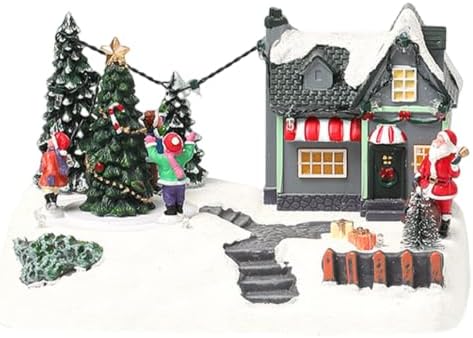 Lighted Christmas Cottage House, Animated Musical Snowy Cottage Sculpture