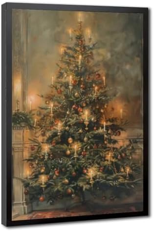 Vintage Christmas Tree Poster Nostalgic Holiday Wall Art Room Decor