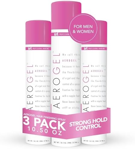 TRI Design Aerogel Finishing Spray - Flexible & Controllable Hairspray for Women and Men, For Hair Styling with a Firm and Extra Hold & Supple Feel, 3-Pack 10.5 oz