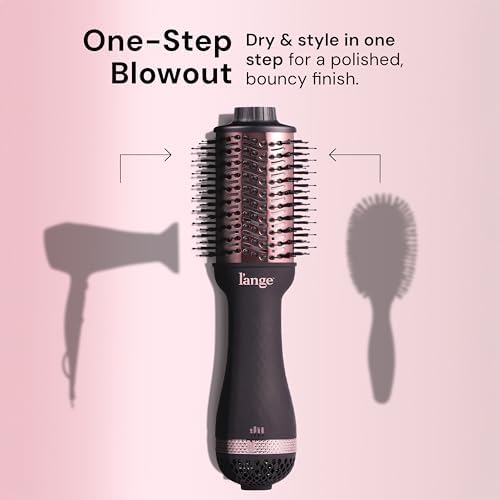 L'ANGE HAIR Le Volume 2-in-1 Titanium Blow Dryer Brush | Frizz Control Blowout Hair Dryer Brush for Drying and Styling | Volumizing Hot Air Styler for All Hairstyles | Oval Barrel | Black - 75mm