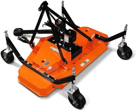 3 Point PTO 60'' Working Width Finish Mower Attachment for 18-50hp Tractor, Category 1 Hitch, 4-Tires, 0.4'' - 4.5'' Adjustable Cutting Height, Model FM150