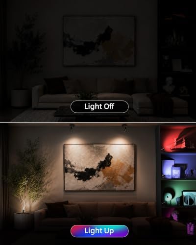 EZVALO RGB Spotlights Indoor with Remote, Wireless 5000mAh Rechargeable Accent Lights, 83 Color Changing & DIY Modes, Mini Spotlight for Plants, Artwork, Display Cabinet, Shelves & Home Decor (4 Pack)